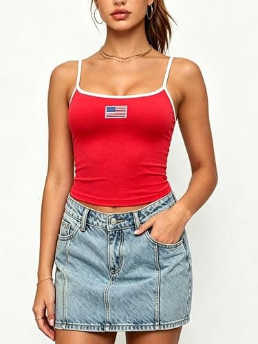 NUFIWI Women Graphic Tank Top Spaghetti Strap Embroidered Crop Tops Sleeveless Cute Baby Tee Y2k Jersey Camisole thumbnail 2