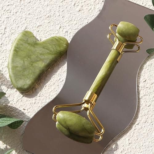 huefull Genuine Jade Roller & Gua Sha Set for Face, Cooling & Firming Effect, Sculpting Tool for Jawline & Skin Care, Self-Care Gift for Women & Men thumbnail 7