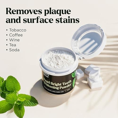 Lagunamoon Teeth Whitening Powder, 50g Bright Pearl Spearmint Flavor - Natural Teeth Whitening, Polish, Stain Remover - Alternative to Toothpaste, Tooth Powder for Sensitive Teeth thumbnail 4
