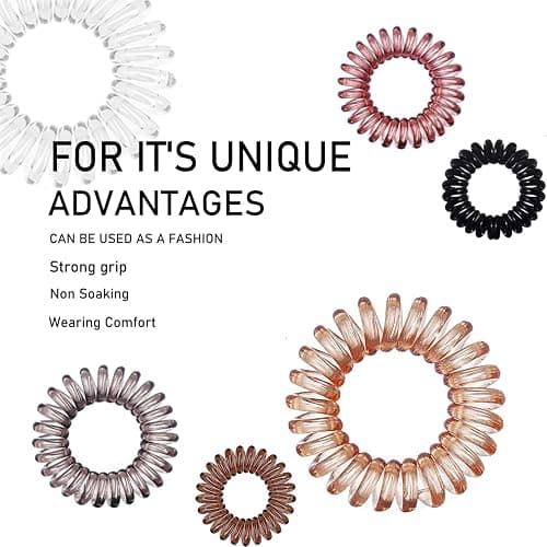 Teqifu Hair Ties, 17 Pack Spiral Coils for Thick and Thin Hair - No Crease Ponytail Holders for Women and Children thumbnail 6