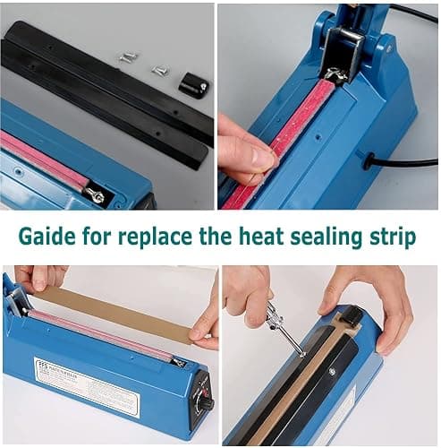 Impulse Heat Sealer Manual Bags Sealer Heat Sealing Machine 12 Inch Impulse Sealer Machine for Plastic Bags PE PP Bags with Extra Replace Element Grip thumbnail 7