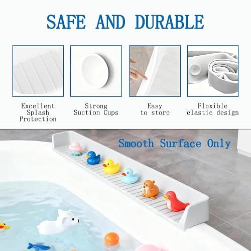StylizeHive Baby Bathtub Sink Splash Guard and Bath Toy Holder with 11 Strong Suction Cups，Silicone Bath Tray for Tub，Suitable Kids Bathroom Accessories (Gray) thumbnail 4