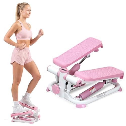 Sunny Health & Fitness Mini Steppers with Digital Monitor and Resistance Bands, Compact Low-Impact Cardio Machines for Home Workouts - Image 1
