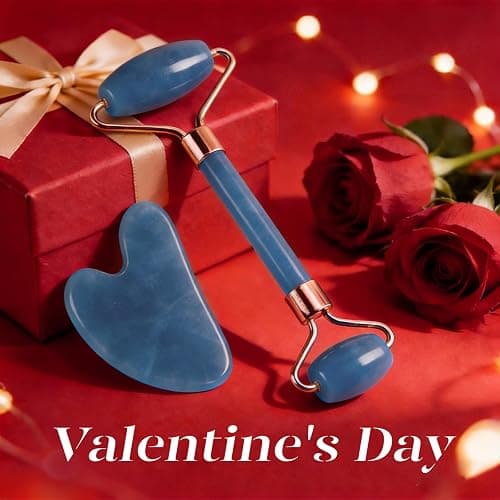 BAIMEI IcyMe Jade Face Roller & Gua Sha, Facial Beauty Roller Skin Care Tools, Self Care Gift for Men Women, Massager for Face, Eyes, Neck, Relieve Fine Lines and Wrinkles - Blue thumbnail 2