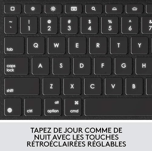 Logitech Combo Touch, Clavier iPad (7e, 8e et 9e générations), Étui avec pavé tactile de précision, clavier rétroéclairé de type ordinateur portable, Smart Connector, Clavier Français AZERTY - Noir thumbnail 5