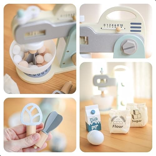 UMU® Wooden Mixer Play Set – 10 Pcs Kids Baking Toy with Mixing Bowl Whisk Ingredients & More – Pretend Kitchen Play Food Set for Little Chefs Ages 3 4 5 thumbnail 5