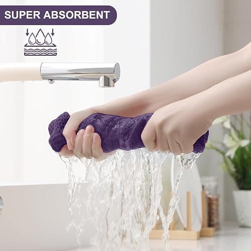 Homaxy 100% Cotton Kitchen Towels and Dishcloths Set, 12 x 12 Inches and 13 x 28 Inches, Set of 8 Bulk Kitchen Towels Set, Ultra Soft Absorbent Dish Cloths for Washing Dishes, Eggplant thumbnail 5