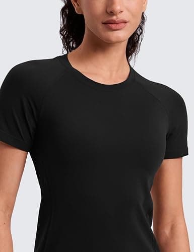 CRZ YOGA Seamless T-Shirt Hip Length | Training, Chafe-Free, Slim Fit, Raglan Sleeves, Mesh Vents, Workout, Short Sleeve Tops for Women thumbnail 3