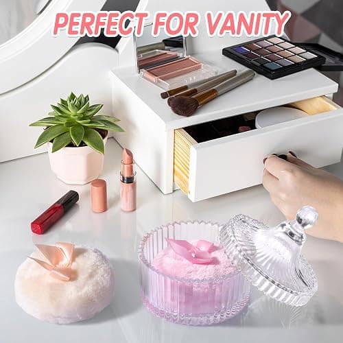 Body Powder Puff and Container, 2PCS 3.54" Powder Puff and 1PCS 5.3x3.9 Powder Container, Large Dusting Powder for Women Body Puff thumbnail 3