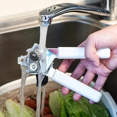 Can Opener Manual, Can Openers Hand Held with Comfort Anti-Slip Handles, Heavy Duty Stainless Steel Can Opener Smooth Edge and Bottle Openers, Easy Turn Can Openers for Seniors, Kitchen, White thumbnail 6