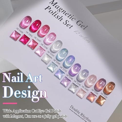 Double Rhythm 28Pcs 0.5Oz Cat Eye Gel Nail Polish Set Same Color Same Bottle Magnetic Gel Polish Kit Nail Art Manicure Salon DIY at Home (Silver Gold Red Black-T24-7) thumbnail 8
