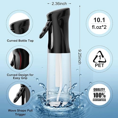 IMPORX Continuous Spray Bottle for Hair (10.1oz/300ml) 2 Pack Home Essentials Spray Bottles For Cleaning Empty Ultra Fine Water Mister Sprayer For Hairstyling Garden Plants Curly Hair Perfume Etc thumbnail 2