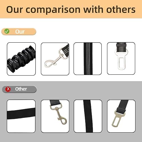 Aerkersun Dog Seat Belt for Car - Adjustable Dog Car Safety Harness, Elastic Cushioning Seatbelt Leash, Reinforced Metal Buckle Anti-Tangle Design, for Small and Medium Pets (Black) thumbnail 4