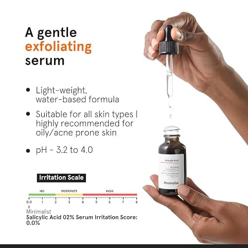 Minimalist 2% Salicylic Acid Serum For Acne, Blackhead & Open Pores | Reduces Excess Oil & Bumpy Texture | BHA Liquid Exfoliant for Acne Prone & Oily Skin | For Women & Men | 1 Fl Oz/30ml thumbnail 2
