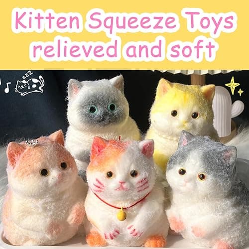 6Pcs Kawaii Taba Squishy Cat, Cat Taba Squishy Pinch Kitty Squishy Kit, Funny Taba Cat Squishy Cute Soft Cat Squishy for Stress Relief thumbnail 6