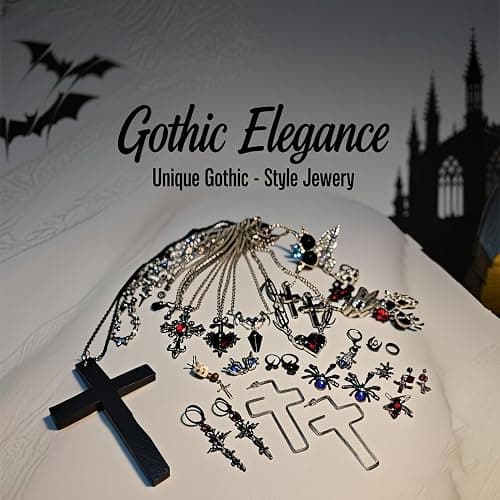 Mystery Jewelry Set,50-55 PCS Surprise Y2K Gothic Mystery Jewelry Box for Women,Gift Set(Gothic Witch Punk Necklace,Earrings, Rings,bracelets),Exclusive Fashion Gift for Her thumbnail 7
