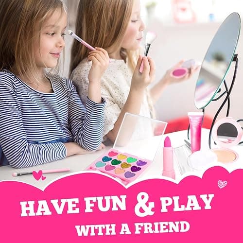 ULOVEME Mica-Based Kids Makeup, Talc Free Real Makeup Kit for Girls with Fluffy Purse - Hypoallergenic Makeup for Sensitive Skin Kids - Non Toxic & Washable - Gift for 5 -8 Years Old Girls Birthday thumbnail 7