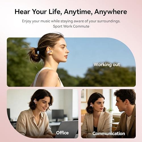 WUYUEGE Clip On Earbuds with Detachable Butterfly Earrings & LED Makeup Mirror Case, Wireless Earbuds Bluetooth 6.0, Air Conduction Headphones, Lightweight for Travel Work Daily Use,Great Gift Choice thumbnail 3