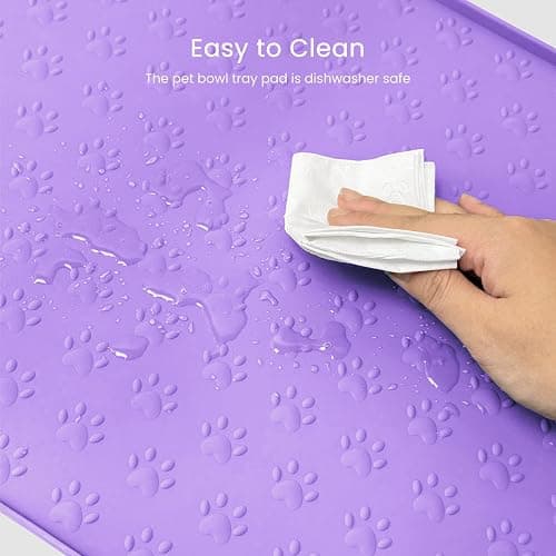 PWTAA Dog Food Mat Anti-Slip Silicone Dog Bowl Mat Thicker Pet Placemat Waterproof Cat Feeder Pad with Raised Edge Puppy Kitten Feeding Mats Suitable Small Medium-Sized Dogs Cats Eating Tray thumbnail 9