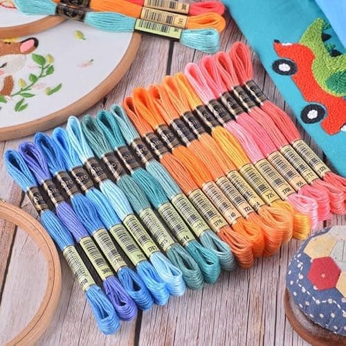 Maxee Embroidery Thread, 447 Colors Per Pack Embroidery Floss,8m Cross Stitch Threads,Friendship Bracelets Floss, Crafts Floss Rainbow Color with Free Embroidery Needles, Floss Bobbins thumbnail 3