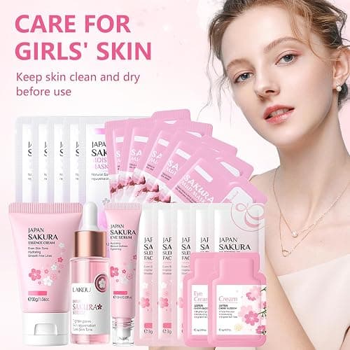 Asheyya Sakura Skincare Set & Kits, Skin Care for Teenage Girls, Skincare for Kids with Face Cream, Face Serum, Lip Mask, Sleep Mask, Eye Mask, Mud Mask(20 Pcs) thumbnail 7