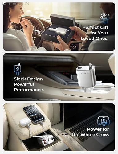 LISEN Retractable Car Charger for iPhone, for iPhone 17 Pro Max 16 15 14 13 12 Plus Mini, Cute 4 in 1 Retractable USB C Car Charger Fast Chareg for Women Men, 84W Fast Charging Car Accessorie thumbnail 4