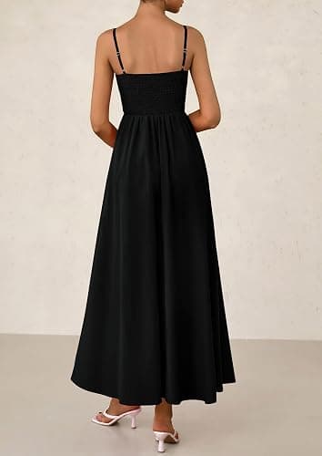 PRETTYGARDEN Women's Smocked Maxi Dresses 2026 Summer Sundress Casual Spaghetti Strap Swing A Line Long Flowy Beach Dress thumbnail 2