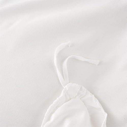 Girls Lace Bedding, Queen Comforter Cover Set, Chic Ruffled Duvet Cover with 2 Layers Ruffle,Princess Style 1 Duvet Cover with 2 Pillowcases, No Comforter-White,Queen Size thumbnail 7