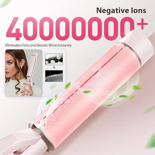 1.5 Inch Extra Large Curling Wand for Long Hair - Ceramic Tourmaline Barrel with 40000000 Negative Ions, Defined Curls and Easy to Use with Temperature Control for All Hair Types thumbnail 3