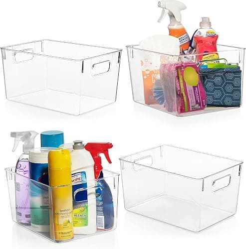 ClearSpace Clear Plastic Storage Bins – Pantry Organizers & Storage Containers, Cabinet Organizer - Home Organization Must Haves for Kitchen, Laundry Room, Office, Closet, Garage & Freezer | Clear plastic storage bins for pantry, cabinet, kitchen, laundry, office, closet, garage, and freezer organization - Image 1