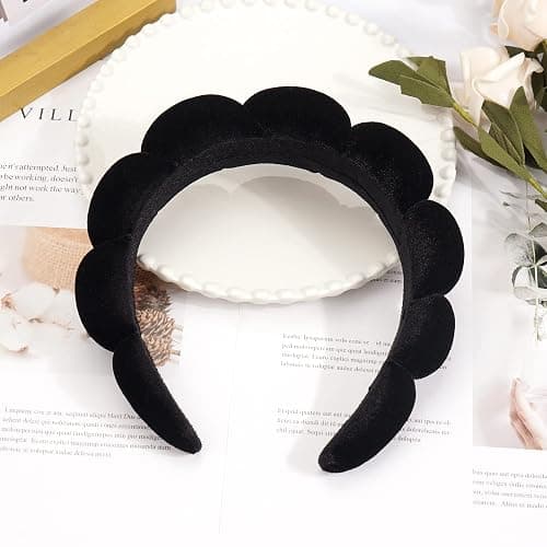 Ayesha Spa Headband for Women Sponge Headband for Washing Face Clouds Soft Hairband Makeup Headbands for Women Girls Shower Makeup Skincare (Black) thumbnail 4