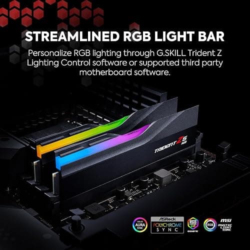 G.SKILL Trident Z5 RGB Series DDR5 RAM (Intel XMP 3.0) 32GB (2x16GB) 6400MT/s CL32-39-39-102 1.40V Desktop Computer Memory U-DIMM - Matte Black (F5-6400J3239G16GA2-TZ5RK) thumbnail 3