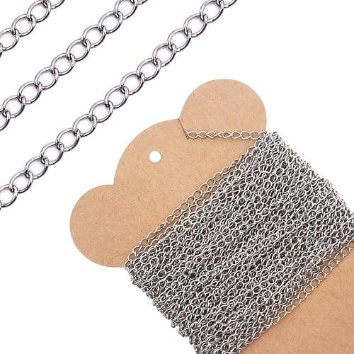 INSPIRELLE 30 Foot Stainless Steel Curb Chains 3mm Tarnish Resistant Extender Chain for Bracelet Necklace Jewelry Making - Image 1