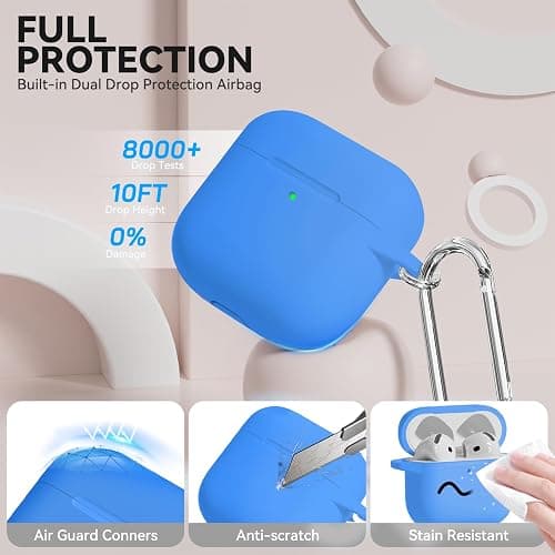 for AirPods 4 Case, TNSNK Silicone AirPod 4 Case Cover Compatible with Apple Airpods 4th Gen, Shockproof Protective Cases for Women Girly with Cleaner Kit and Keychain, Front LED Visible thumbnail 4