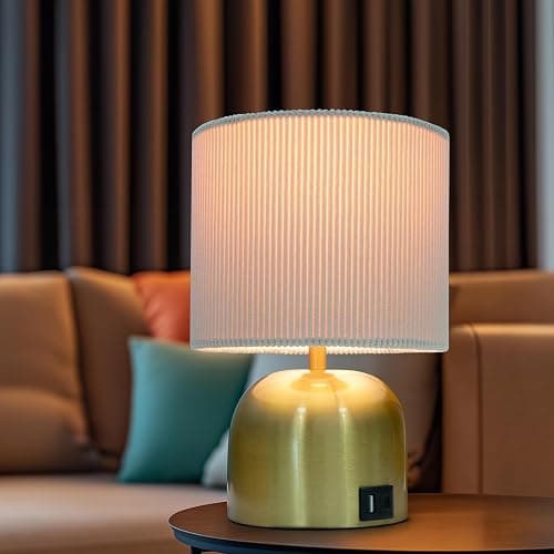 EOEYYOYB Table Lamp for Bedroom, Bedside Lamps for Nightstand, Minimalist Night Stand Light Lamp with Type-C and USB Ports, Modern Desk Table Lamp for Bedroom, Living Room, Dining Room, Office (Gold) thumbnail 4