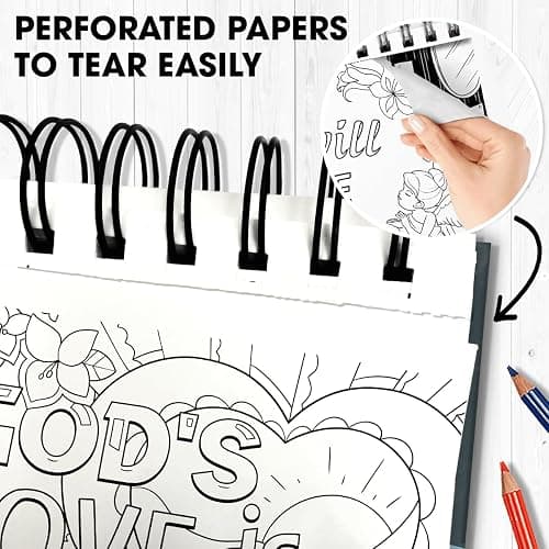 Flowers Patterns Hardcover Pages Poster God Bless You Spiral Coloring Book for Adults with Inspirational Bible Phrases Motivational Scripture Quotes Mindfulness Relaxing thumbnail 3