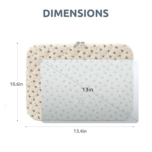 Puffy Laptop Sleeve 13-15.6 Inch Cute Quilted Laptop Protective Case Padded Floral Computer Sleeve for MacBook (A-Blue, 13 Inch) thumbnail 7