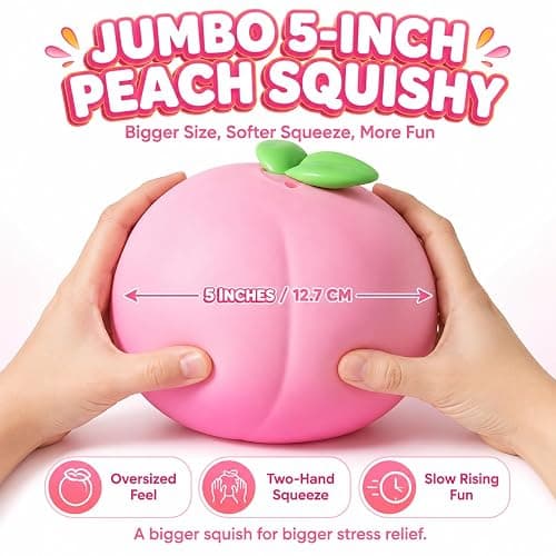 Giant Peach Squishy,Peach Peach Toys Slow Rising Soft Peach Fruit Toy, Stress Relief Squishy (1pc) thumbnail 2