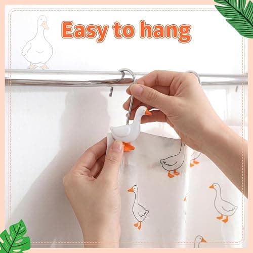 Qunclay Goose 12 Pcs Shower Curtain Hooks Stainless Steel Decorative Fun Shower Hangers Rings for Bathroom Decoration thumbnail 4
