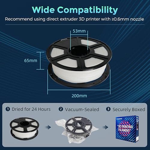 FLASHFORGE PLA Flexible 1.75 mm, 4X Longer Stretch 3D Printer Filament 1Kg (2.2lbs) Spool - Dimensional Accuracy +/- 0.02 mm, Ideal for Printing Soft Accessories thumbnail 6