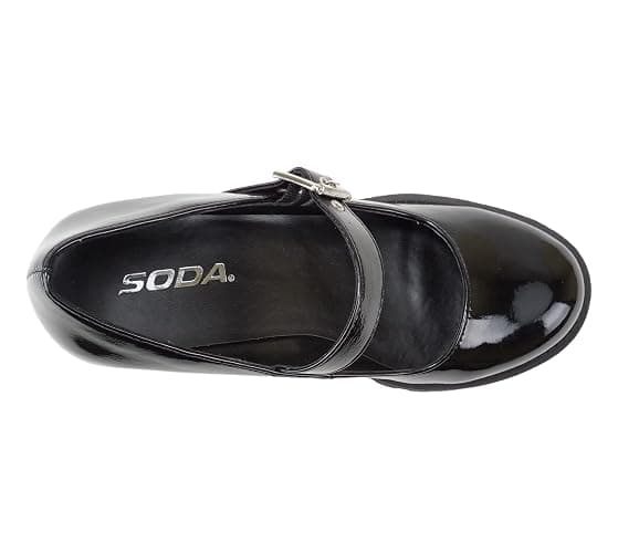 Soda “Eviana” ~ Women Mary Jane Round Toe Mid Chunky Block Heel Lug Sole Pump with Adjustable Strap thumbnail 5