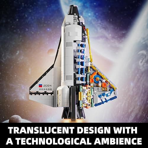TYCOLE Space Shuttle Building Block Set -Spaceship Building Toy with Stretchable Satellite, Translucent Design Collection for Home Office Decor, Christmas Birthday Gift for Adults & Boys 8-12 (536PCS) thumbnail 4