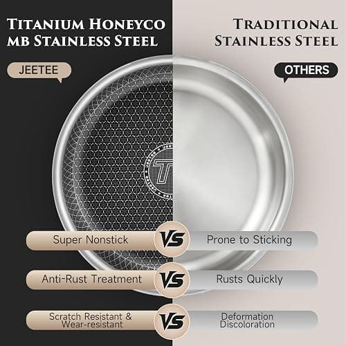 JEETEE Hybrid Stainless Steel Cookware Set with Detachable Handle, 18Pcs Pots and Pans Set Non Stick, Induction Kitchen Cookware Sets Removeble Handles, Camping RV Cooking Set, Dishwasher & Oven Safe thumbnail 8