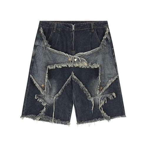 POHADON Y2K Blue Denim Shorts Summer Casual Loose Straight Leg Unisex Baggy Jeans Shorts Jorts Grunge Harajuku Streetwear - Image 1