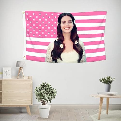 Shmbada 3x5 Foot LanaDel Decorative Rey Flag, Double Stitched with 2 Brass Grommets, Tapestry Wall Hanging for Room Decor, College Dorm, Outdoor Porch, or Indoor thumbnail 3