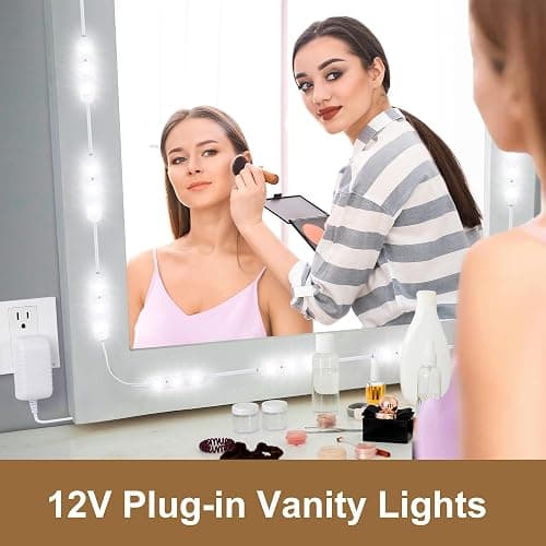 LPHUMEX LED Vanity Mirror Lights, 3 Color 20pcs*3LEDS 12V Hollywood Style Makeup Lights Stick on, Bright Dimmable with Power Adapter (Mirror Not Included) thumbnail 4