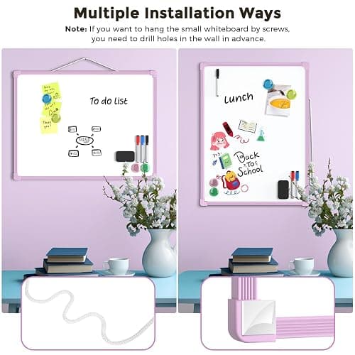 MaxGear Double-Sided Dry Erase Board for Wall, 16"x12" Hanging Whiteboard, Small Dry Erase White Board kit, Portable Whiteboard for Planning, Drawing, Memo, to Do List, Purple Frame thumbnail 6