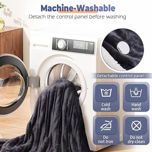 Wearable Heated Blanket with Foot Pocket, Electric Wearable Throw Blanket with Sleeves, Hood, Portable Heated Blanket with 8 Heat Settings, 1-10 Hours Auto Shut-off, Gift for Family, Friends, 50*70" thumbnail 7