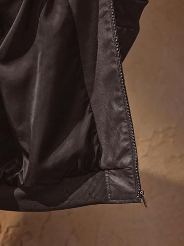 Verdusa Men's Leather Jacket Zip Up Collared Bomber Jackets with Pockets | Leather Jacket Men, Motorcycle Jacket, Zip Up Bomber Jacket, Concert Outfits, Streetwear Men thumbnail 7