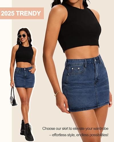 MONCCIZA Women’s Denim Jean Skirt Mini Y2K Low Waisted Casual Cute Skirts with Pockets thumbnail 3